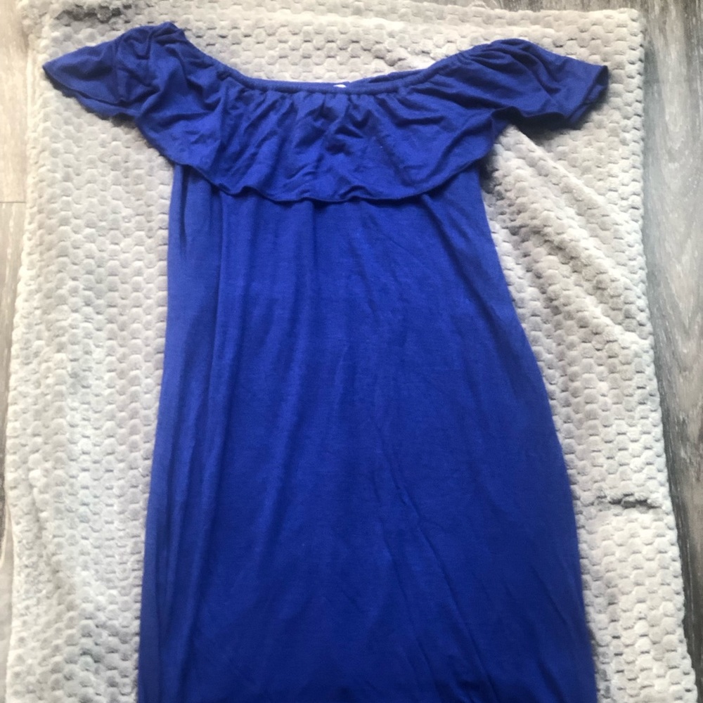 Blue off the shoulder dress